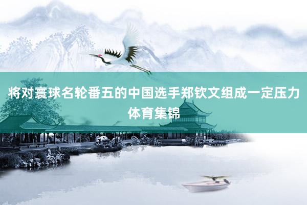 将对寰球名轮番五的中国选手郑钦文组成一定压力体育集锦