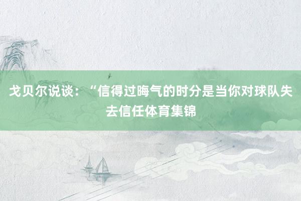 戈贝尔说谈：“信得过晦气的时分是当你对球队失去信任体育集锦