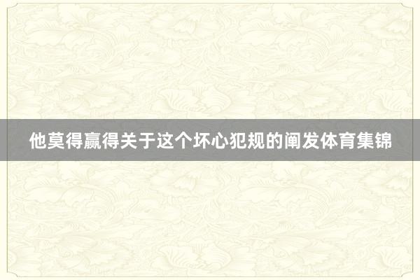 他莫得赢得关于这个坏心犯规的阐发体育集锦