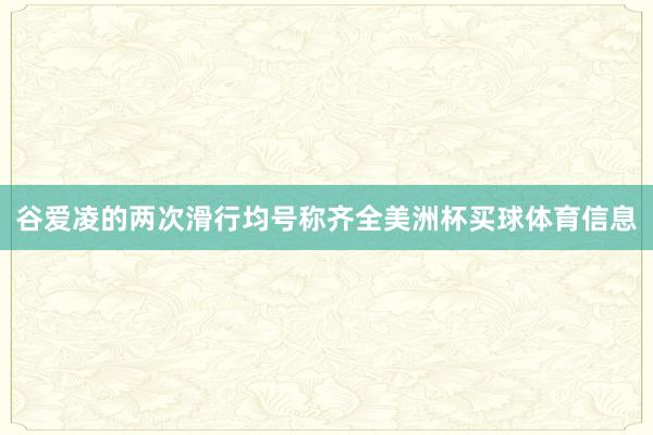谷爱凌的两次滑行均号称齐全美洲杯买球体育信息