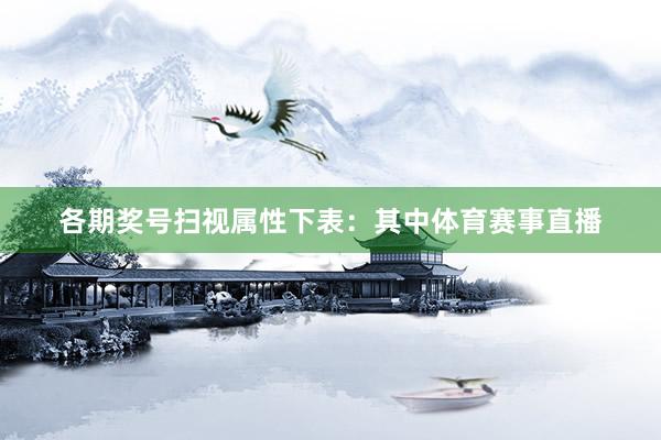 各期奖号扫视属性下表：　　其中体育赛事直播