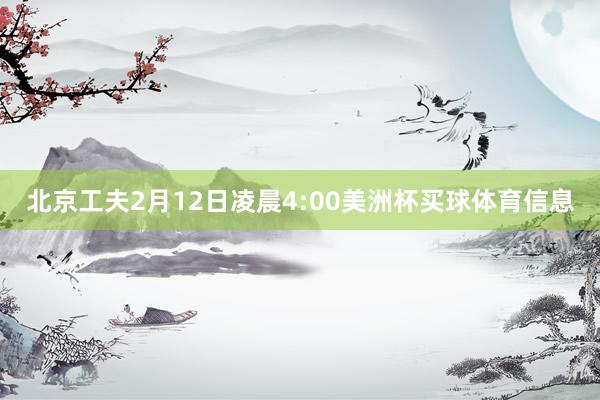 北京工夫2月12日凌晨4:00美洲杯买球体育信息