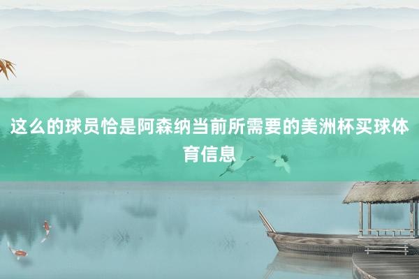 这么的球员恰是阿森纳当前所需要的美洲杯买球体育信息