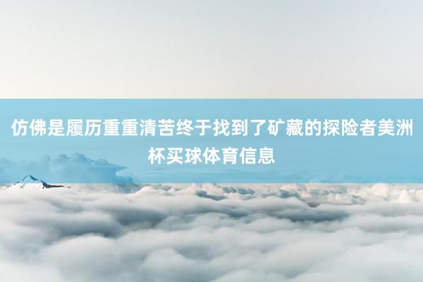 仿佛是履历重重清苦终于找到了矿藏的探险者美洲杯买球体育信息