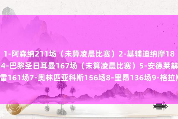 1-阿森纳211场（未算凌晨比赛）2-基辅迪纳摩186场3-