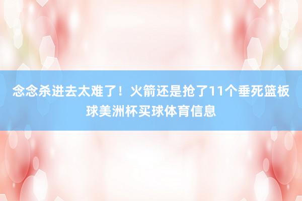 念念杀进去太难了！火箭还是抢了11个垂死篮板球美洲杯买球体育