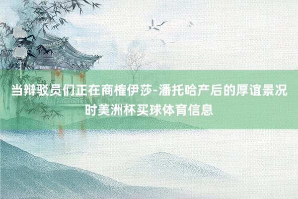 当辩驳员们正在商榷伊莎-潘托哈产后的厚谊景况时美洲杯买球体育