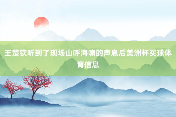 王楚钦听到了现场山呼海啸的声息后美洲杯买球体育信息