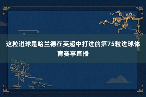 这粒进球是哈兰德在英超中打进的第75粒进球体育赛事直播