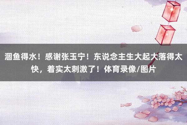 涸鱼得水！感谢张玉宁！东说念主生大起大落得太快，着实太刺激了
