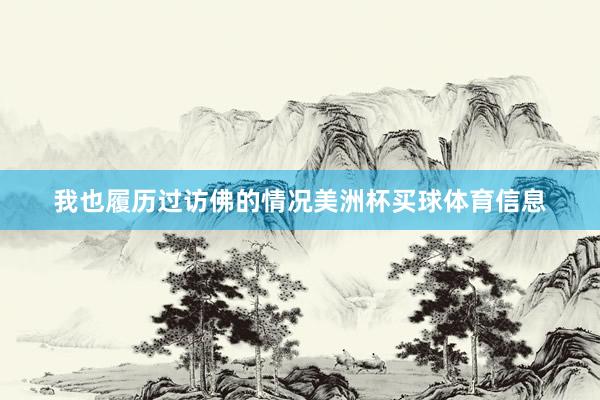 我也履历过访佛的情况美洲杯买球体育信息