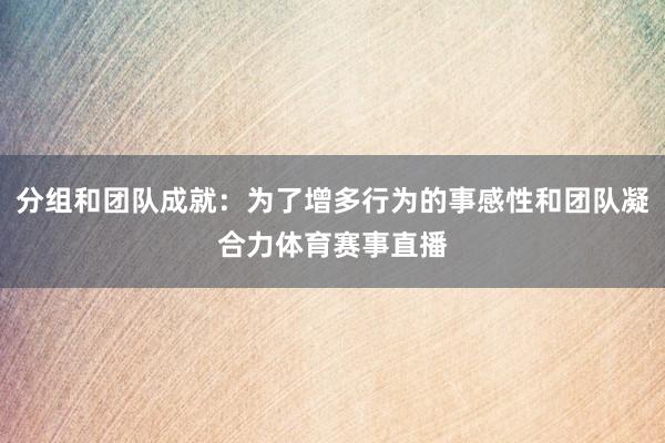 分组和团队成就：为了增多行为的事感性和团队凝合力体育赛事直播