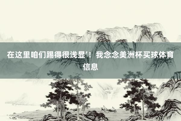 在这里咱们踢得很浅显’！我念念美洲杯买球体育信息