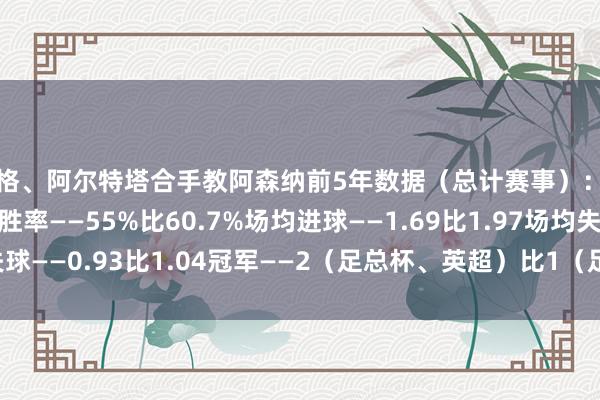 温格、阿尔特塔合手教阿森纳前5年数据（总计赛事）：比赛——2