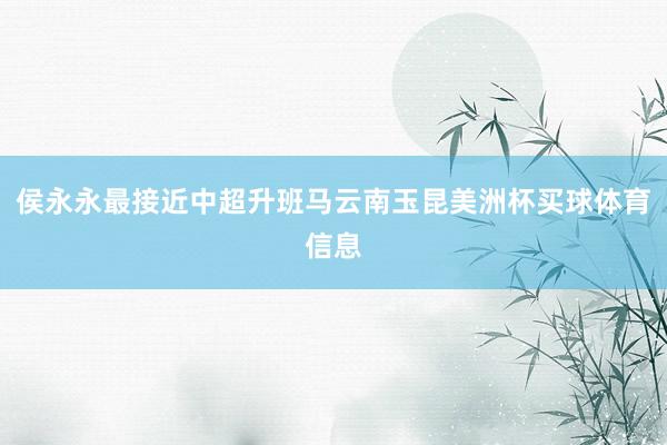 侯永永最接近中超升班马云南玉昆美洲杯买球体育信息