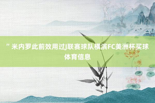 ”米内罗此前效用过J联赛球队横滨FC美洲杯买球体育信息
