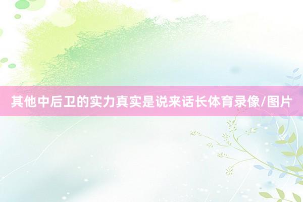 其他中后卫的实力真实是说来话长体育录像/图片