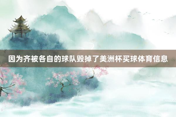 因为齐被各自的球队毁掉了美洲杯买球体育信息