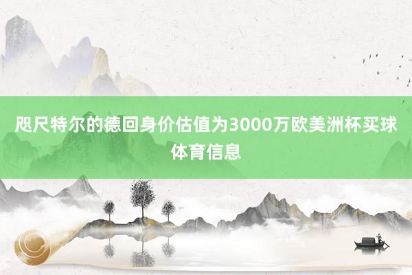 咫尺特尔的德回身价估值为3000万欧美洲杯买球体育信息