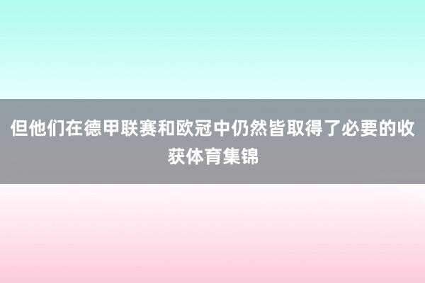 但他们在德甲联赛和欧冠中仍然皆取得了必要的收获体育集锦