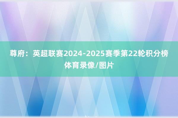 尊府：英超联赛2024-2025赛季第22轮积分榜体育录像/图片