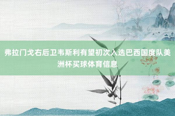 弗拉门戈右后卫韦斯利有望初次入选巴西国度队美洲杯买球体育信息