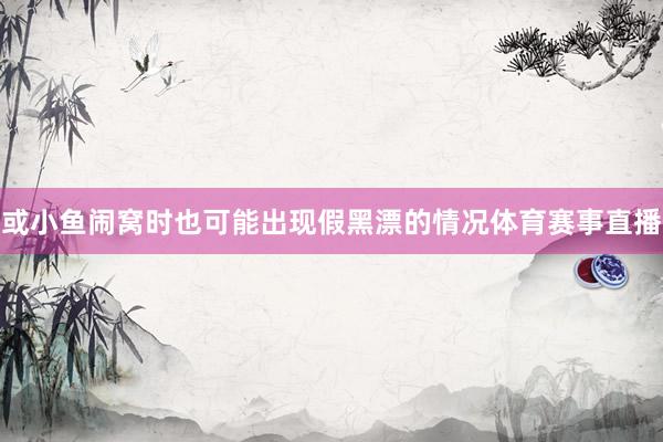 或小鱼闹窝时也可能出现假黑漂的情况体育赛事直播