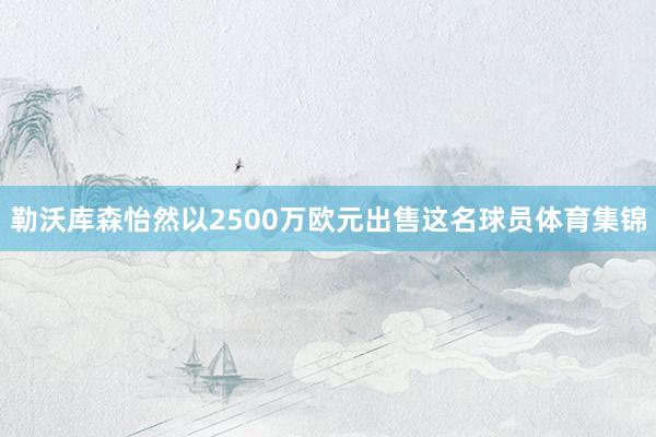 勒沃库森怡然以2500万欧元出售这名球员体育集锦