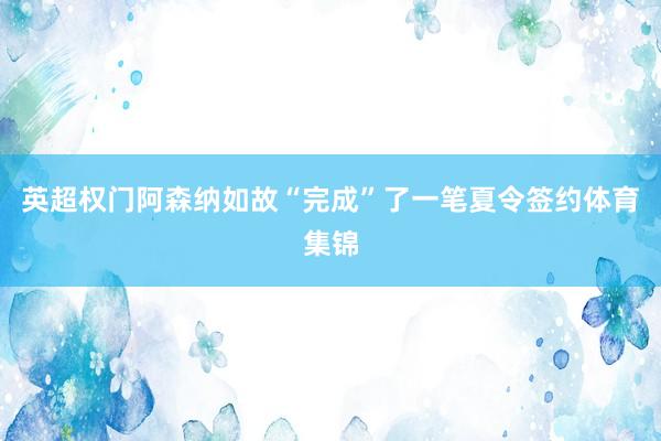 英超权门阿森纳如故“完成”了一笔夏令签约体育集锦