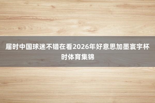 届时中国球迷不错在看2026年好意思加墨寰宇杯时体育集锦